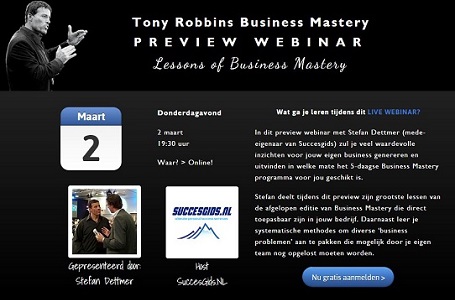 Business Mastery webinar Tony Robbins Eventpagina